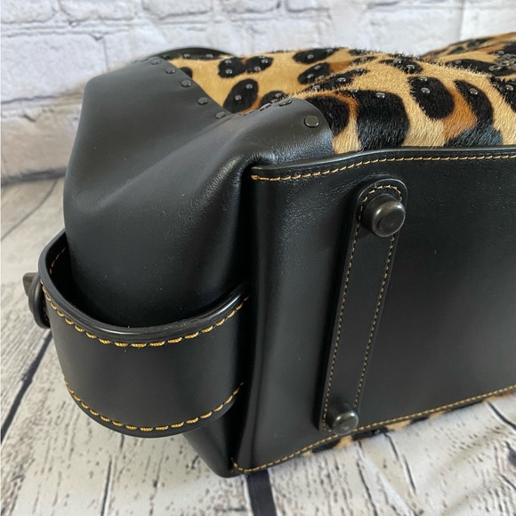 Edie Shoulder Bag 42 With Embellished Leopard Print Calfhair EUC - Picture 11 of 13